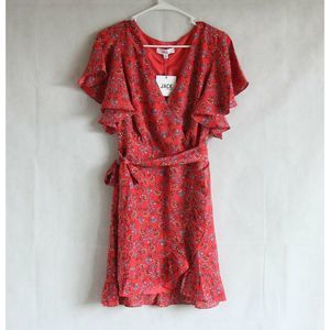 Jack by BB Dakota Sz 6 Dress Red Ruby Floral